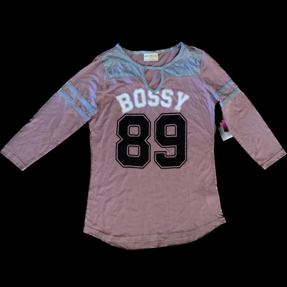 Vtg New Bossy 89 Barbie Pink Football Top Bobbie Brooks Jersey Women’s S Small